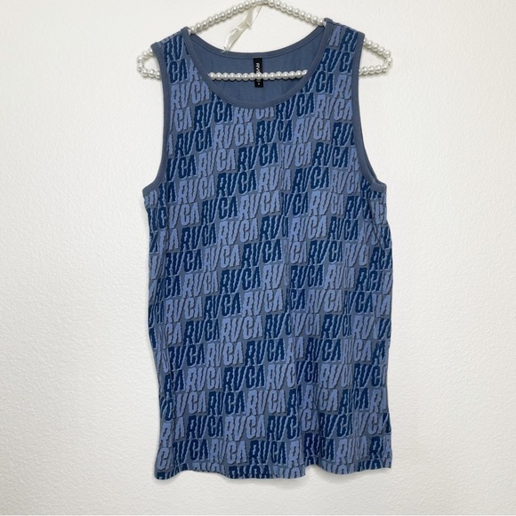 RVCA Blue Logo Graphic Print Sleeveless Cotton Tank Shirt Size Small - Picture 3 of 7